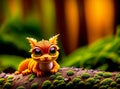 Cute golden orange baby dragon created with Generative AI