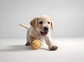 Cute golden retriever puppy playing with pet toy. Generative AI Royalty Free Stock Photo