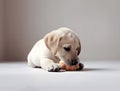 Cute golden retriever puppy playing with pet toy. Generative AI Royalty Free Stock Photo