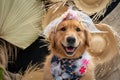 Cute golden retriever wearing a costume Royalty Free Stock Photo
