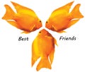 Cute golden three fishes best friend