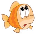 Cute goldfish character looking up scared, cartoon illustration, isolated object on white background, vector Royalty Free Stock Photo