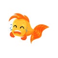 Cute goldfish crying, funny fish cartoon character vector Illustration on a white background