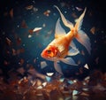 A cute goldfish swims in fish tank generative AI