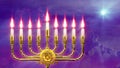 cute goldish hanukkah menora flaming - creative object 3D rendering