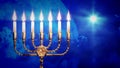 beautiful gold menorah light - computer generated object 3D illustration Royalty Free Stock Photo