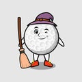 Cute golf ball cartoon character with different expressions