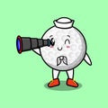 Cute golf ball cartoon character with different expressions