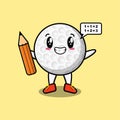 Cute golf ball cartoon character with different expressions