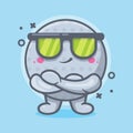 Cute golf ball character mascot with cool expression isolated cartoon in flat style design