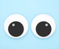 Cute googly eyes funny Isolated on blue pastel background , crazy kawaii eyes minimal idea creative concept