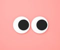 Cute googly eyes funny Isolated on pink pastel background , crazy kawaii eyes minimal idea creative concept & business
