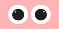 Cute googly eyes funny Isolated on pink pastel background, crazy kawaii eyes, Vector Illustration.
