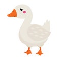 Cute goose. Cartoon farm bird isolated on white Royalty Free Stock Photo