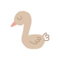 cute goose hand drawn. , minimalism, trending colors 2022. icon, sticker, print. children clipart, animal, bird.