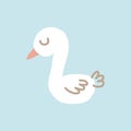 cute goose hand drawn. , minimalism, trending colors 2022. icon, sticker, print. children clipart, animal, bird.