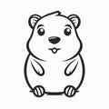 Cute Gopher Vector Logo Design With Outline Style