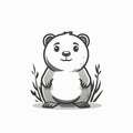 Cute Gopher Vector Logo Design in Simple Black and White Outline