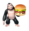 Cute Gorilla cartoon character with burger