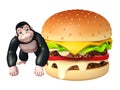 Cute Gorilla cartoon character with burger