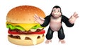 Cute Gorilla cartoon character with burger