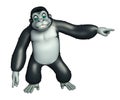 Cute Gorilla cartoon character with pointing towards black space