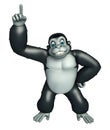 Cute Gorilla cartoon character with pointing towards black space