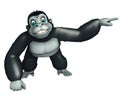 Cute Gorilla cartoon character with pointing towards black space
