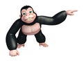 cute Gorilla cartoon character with pointing towards blanck space