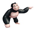cute Gorilla cartoon character with pointing towards blanck space