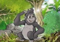 Cute gorilla smile on jugle illustration