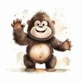 Cute Gorilla Watercolor Illustration: Joyful And Detailed Character Art Royalty Free Stock Photo