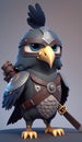 Cute Goshawk Animal Warrior 3D Game Model Generative AI