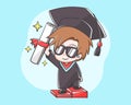 Cute graduation with cute expression cartoon character
