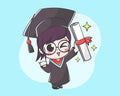 Cute graduation with cute expression cartoon character