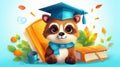 cute graduation critter in education playful illustration