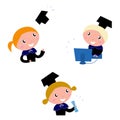 Cute graduation Kids collection. Royalty Free Stock Photo