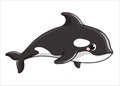 Cute grampus whale on a white background in cartoon style. Vector illustration with mamma