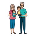 Cute grand parents couple with grandson and baby
