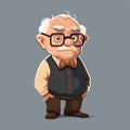 Cute Grandfather Character in Glasses and Mustaches. Vector