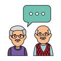Cute grandfathers with speech bubble