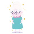 Cute grandma with glasses cartoon character icon