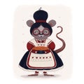 Cute Grandmother mouse hand draw illustration