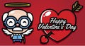 cute grandpa character on valentines day happy greeting card