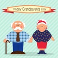 Cute Grandparents Day card with funny characters of Grandfather and Grandmother