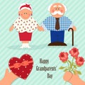 Cute Grandparents Day card with funny characters of Grandfather and Grandmother