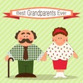 Cute Grandparents Day card with funny characters of Grandfather and Grandmother