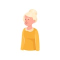 Cute granny avatar with white hair in yellow dress