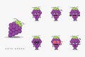 Cute grape mascot design set