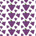 cute grapes fruit kawaii pattern Royalty Free Stock Photo